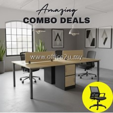 COMBO-ULD : ULD SERIES 4-SEATERS WORKSTATION WITH E10 LOWBACK MESH CHAIR